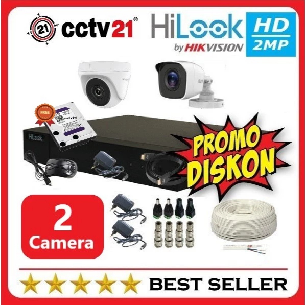 PAKET CCTV 2 KAMERA SIAP PAKAI 4 CHANNEL - HILOOK