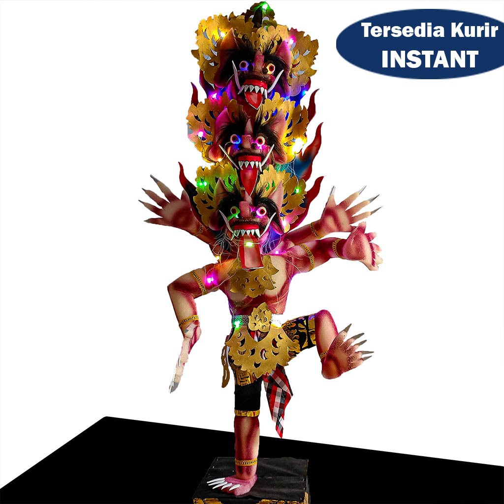 OGOH OGOH BALI MINI UKURAN BESAR ISI LAMPU OGOH OGOH KEPALA TIGA