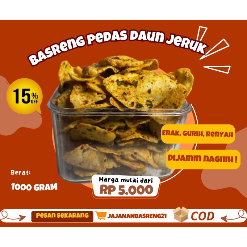 

COD SNACK KERUPUK BASRENG/KERIPIK BASRENG/BASRENG PEDAS/BASRENG DAUN JERUK/BASRENG BULAT/KILOAN BASRENG VIRAL KEMASAN 1 KG