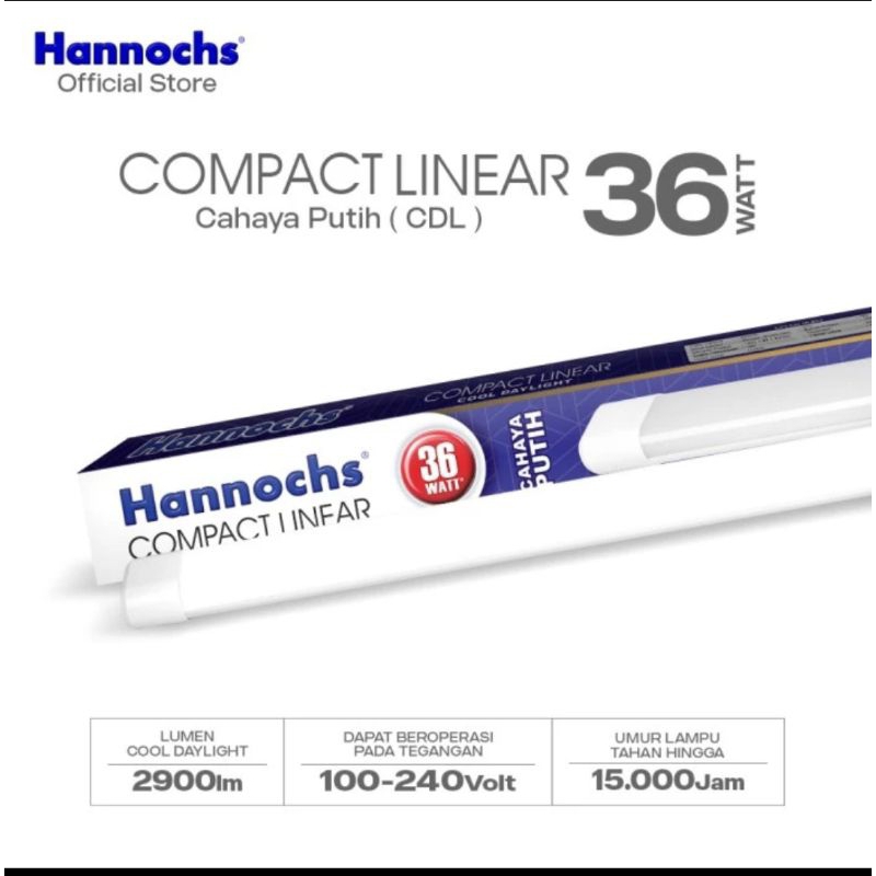 Hannochs Lampu TL LED T8 Compact Linear 36 Watt Cahaya Putih
