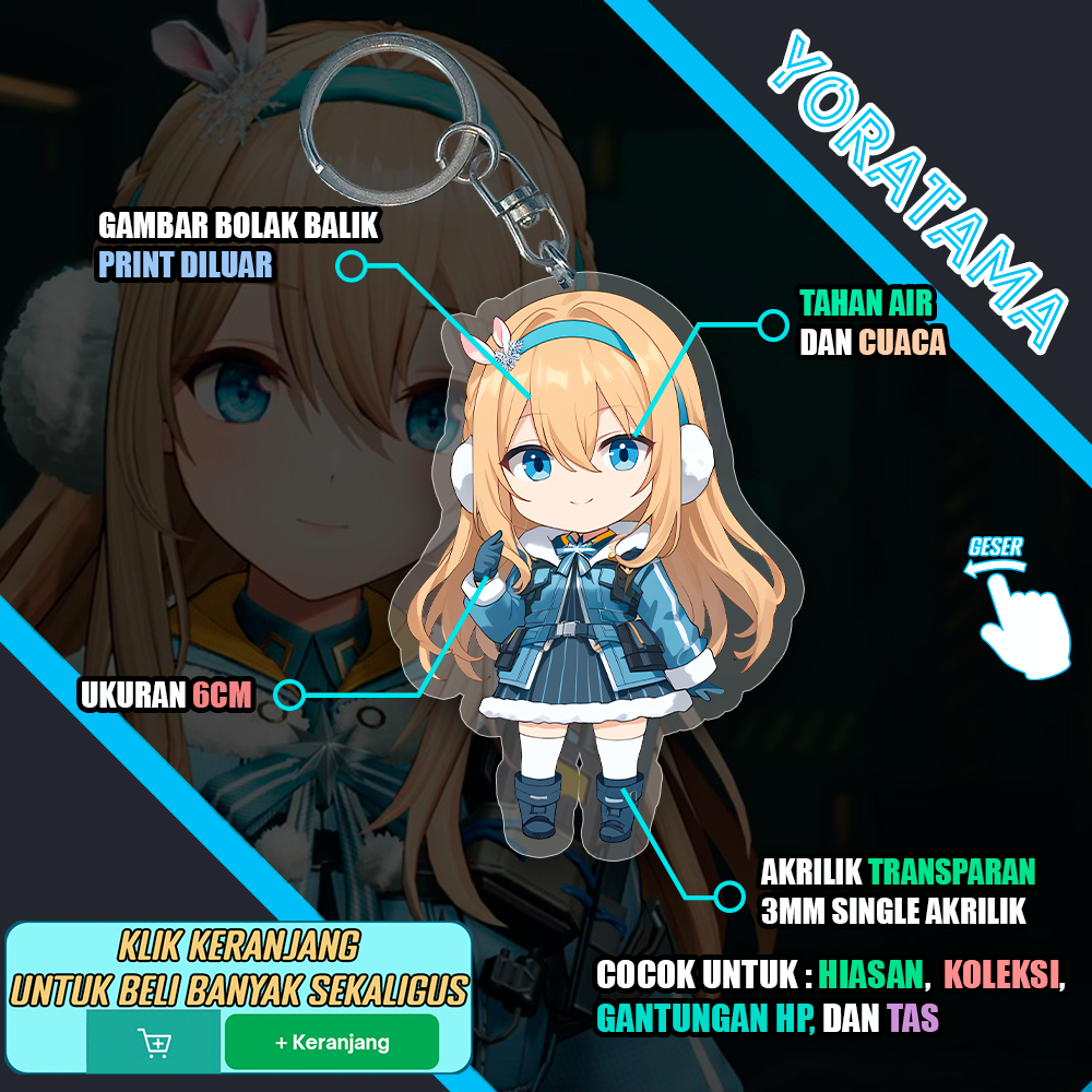 Gantungan Kunci Suomi Girls Frontline 2 GFL 2, Keychain Anime Lucu