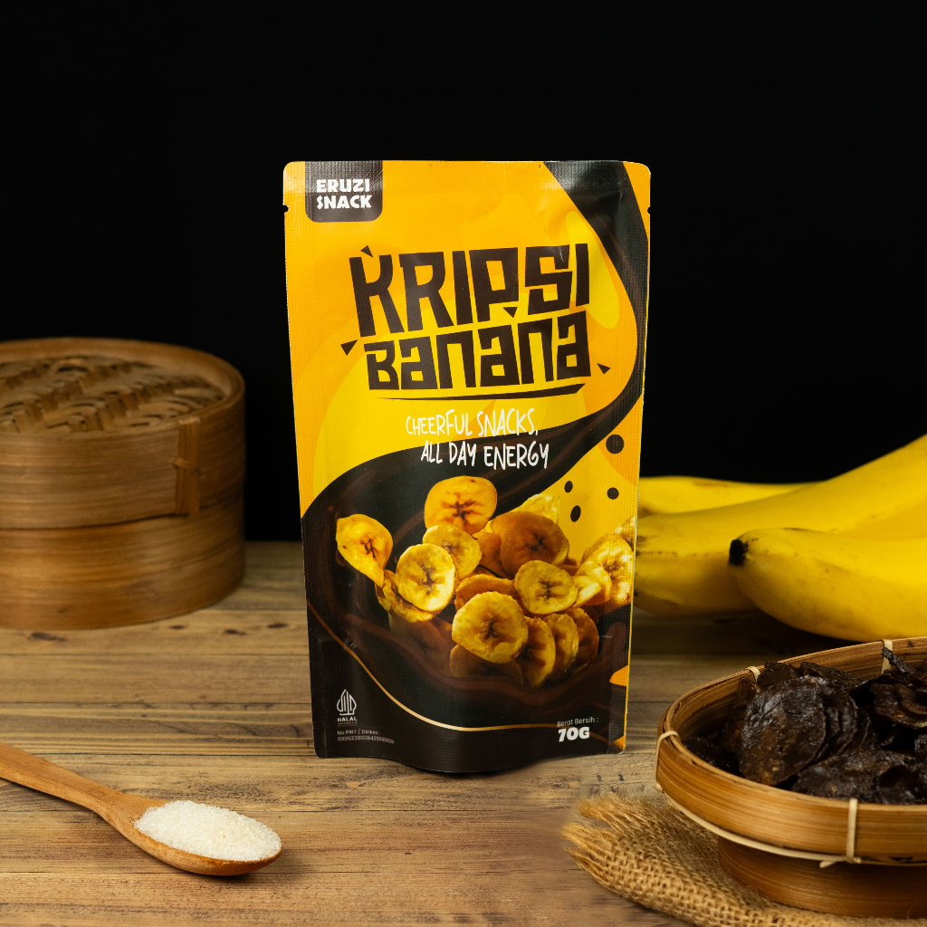 

KRIPSI BANANA | Cemilan keripik Pisang 70 Gram | Eruzi snack