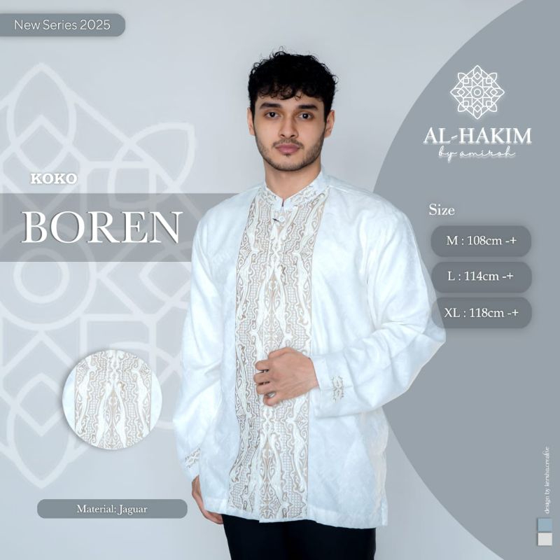 BAJU KOKO PUTIH BORDIR LENGAN PANJANG PREMIUM
