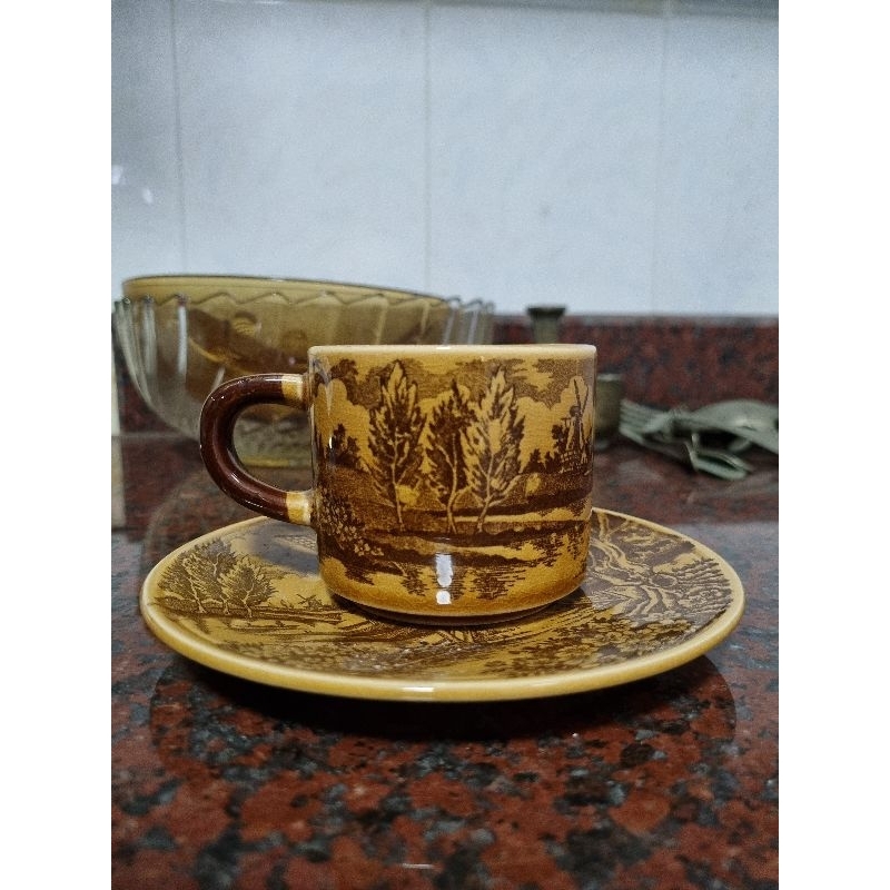 cangkir kopi + lepek unik / cangkir jadul