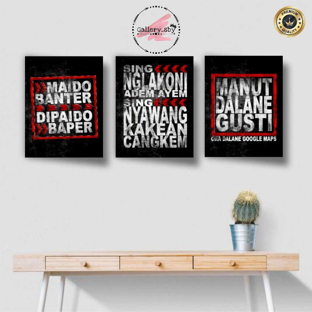 Hiasan Dinding QUOTES JAWA Pajangan Dinding Kamar Tidur Ukuran 20cm x 30cm Poster Kayu