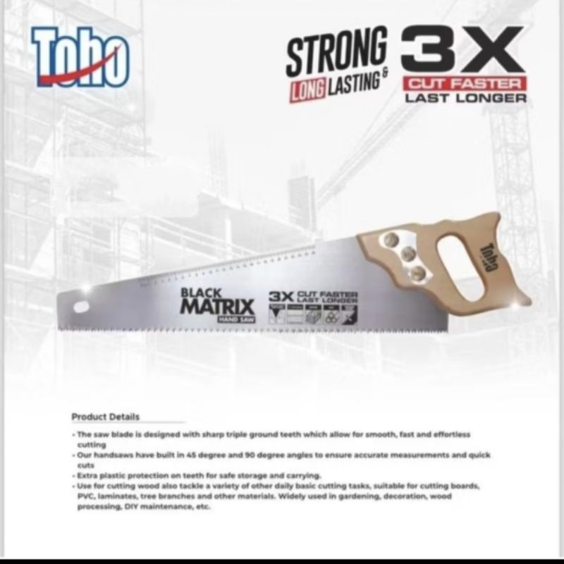ALUMAGADA GERGAJI KAYU TOHO 18"  MATRIX ASLI/GERGAJI KAYU TANGAN ASLI TOHO