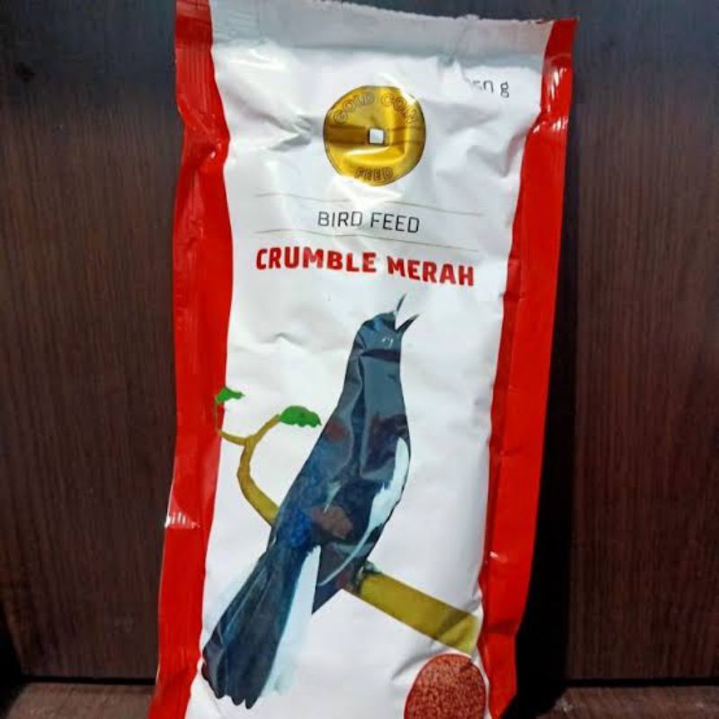 GOLD COIN CRUMBLE MERAH 250GRAM PAKAN BURUNG VOER KACER