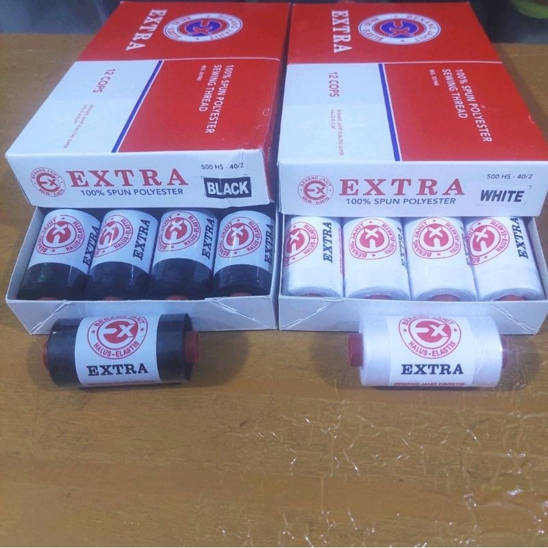 Benang Jahit EXTRA Warna HITAM dan PUTIH (SATUAN)
