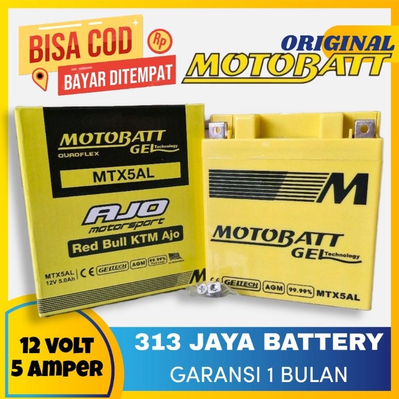 Aki kering motobatt MTX5AL mio sporty, Jupiter Z,Smash, Jupiter MX Old,Jupiter Burhan.