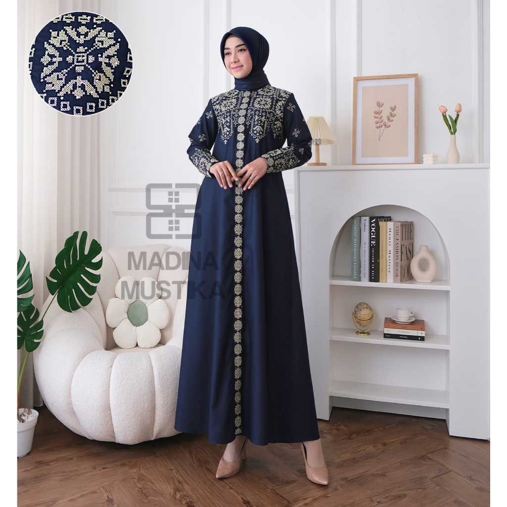 Gamis Madina Renata Terbaru Bordir / Gamis Bordir Payet Mewah / Gamis Toyobo Bordir
