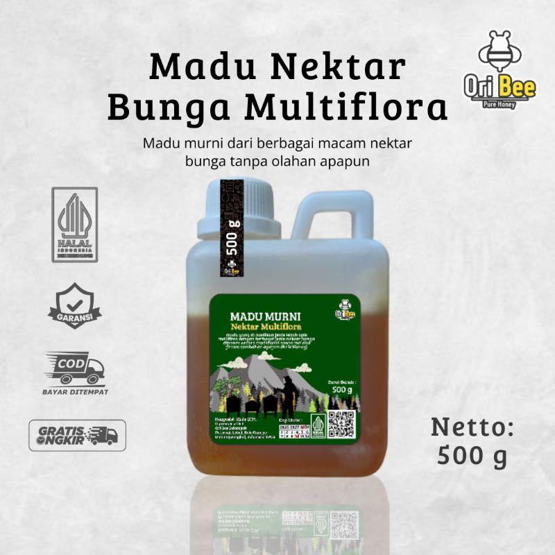 

Madu Asli Murni 500gr Ori Bee Grade A Nektar Multiflora Java 100% Alami Pure Natural Raw Honey