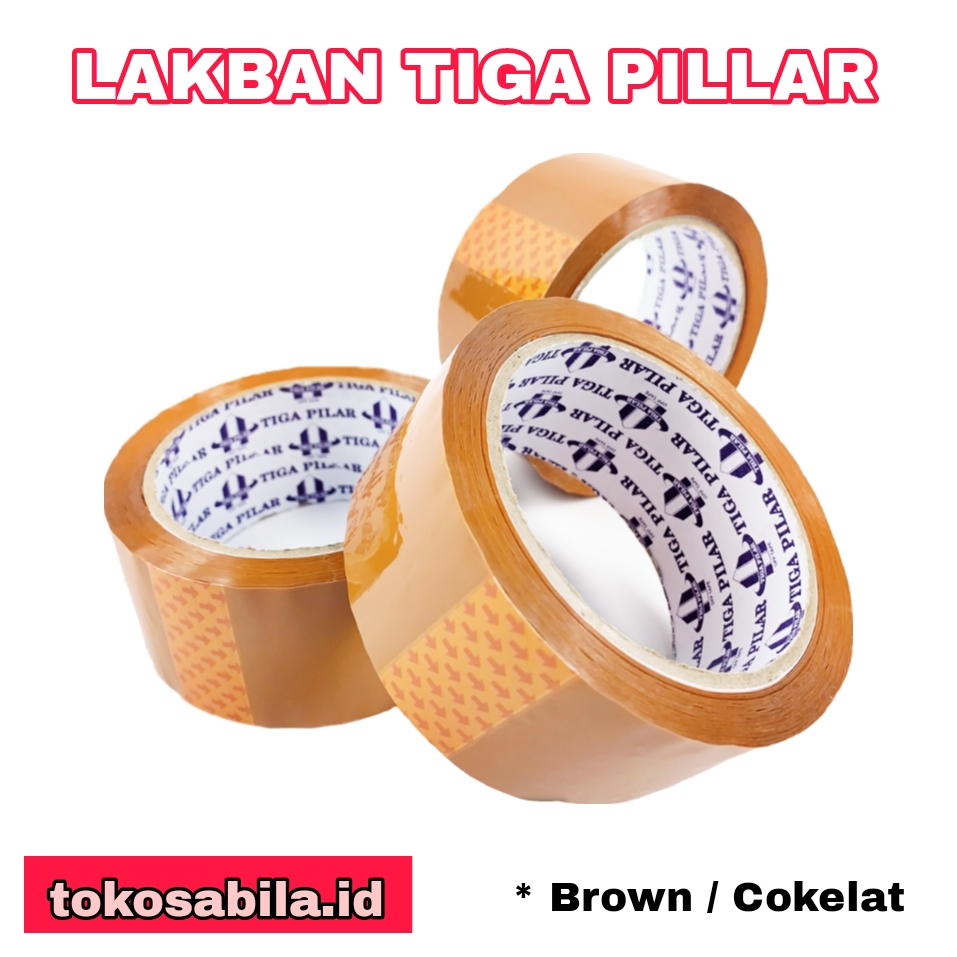 

Lakban Solatip Isolasi OPP Warna Cokelat Merk Tiga Pilar Tape Ukuran 48 mm 2 inch