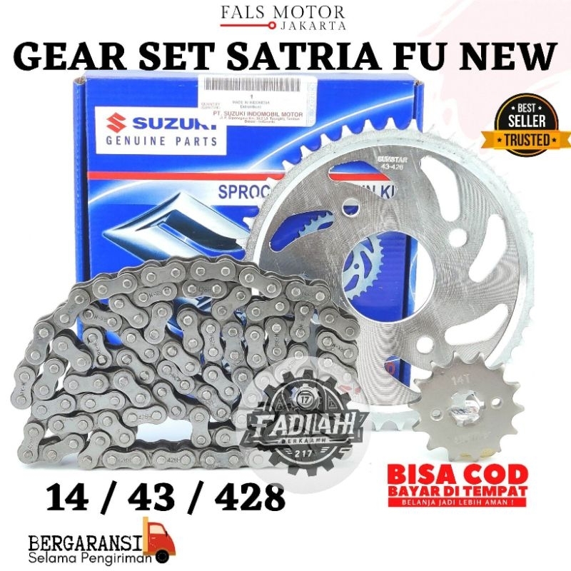 GEAR SET+RANTAI SATRIA FU NEW, SATRIA FU FI INJEKSI, GEAR SET SATRIA FU F1 INJEKSI