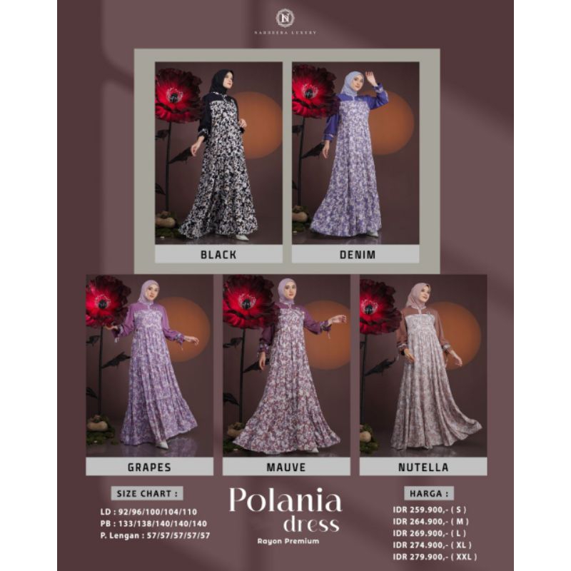 GAMIS TERBARU - POLANIA DRESS BY NADHEERA LUXURY || GAMIS RAYON PREMIUM MOTIF BUNGA BUSUI FRIENDLY