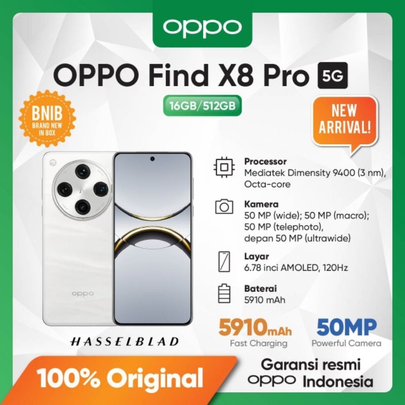 Oppo Find X8 Pro 5G 16/512GB - Garansi Resmi Oppo Indonesia