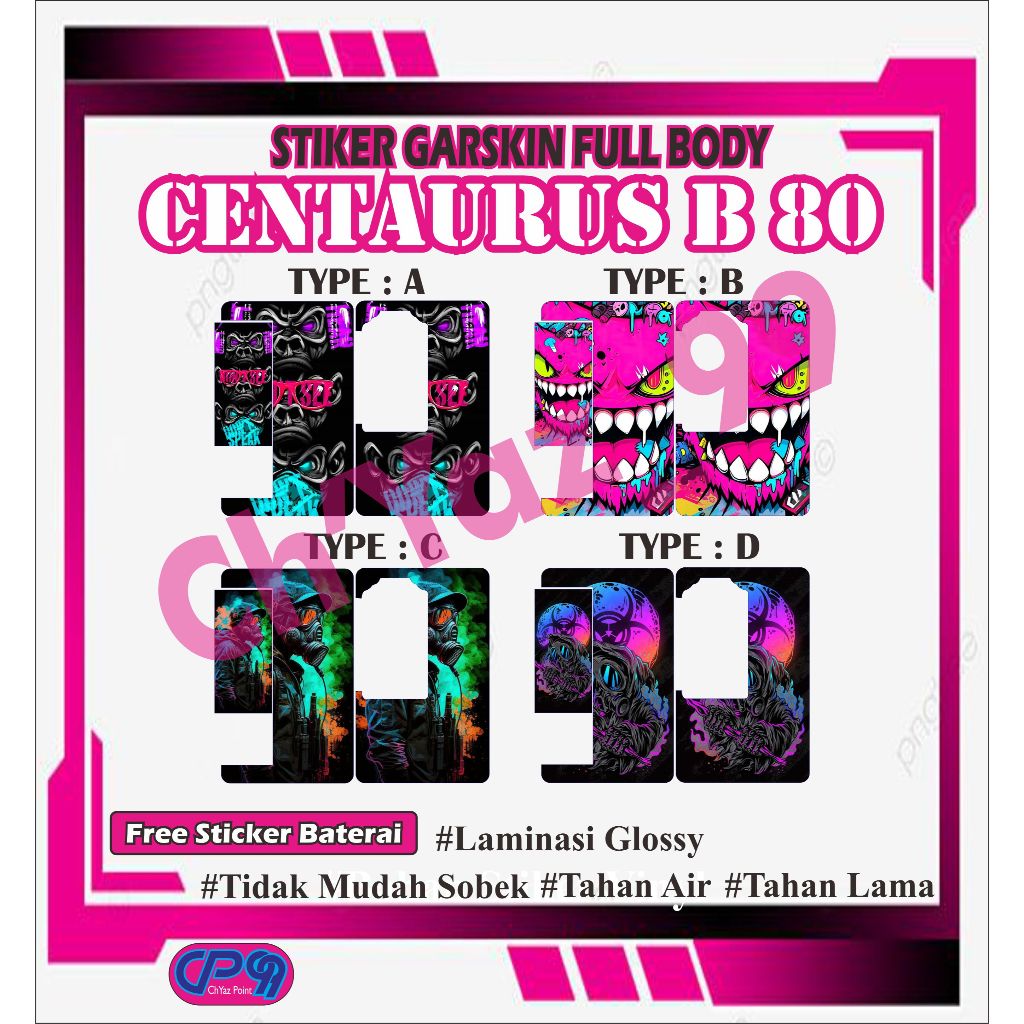 

STICKER VINYL+ LAMINASI GLOSSY GARSKIN FOR B80 CHYAZ 99 POINT