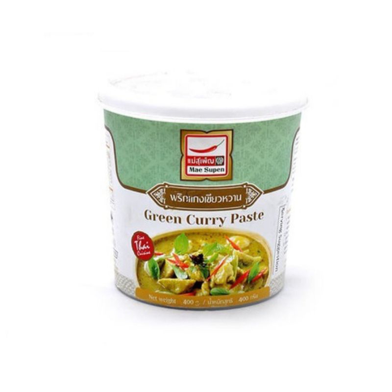 

Mae Supen Green Curry Paste Sauce 400gr - Maesupen Bumbu Saus Pasta Kari Hijau