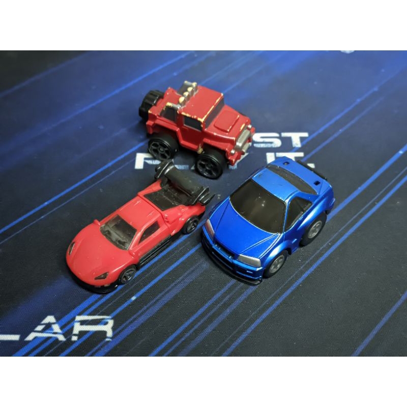 Mobil-Mobilan Kecil Brand ChoroQ Skyline R34 , Corgi Jeep , Mini Hw Siluet Mattell