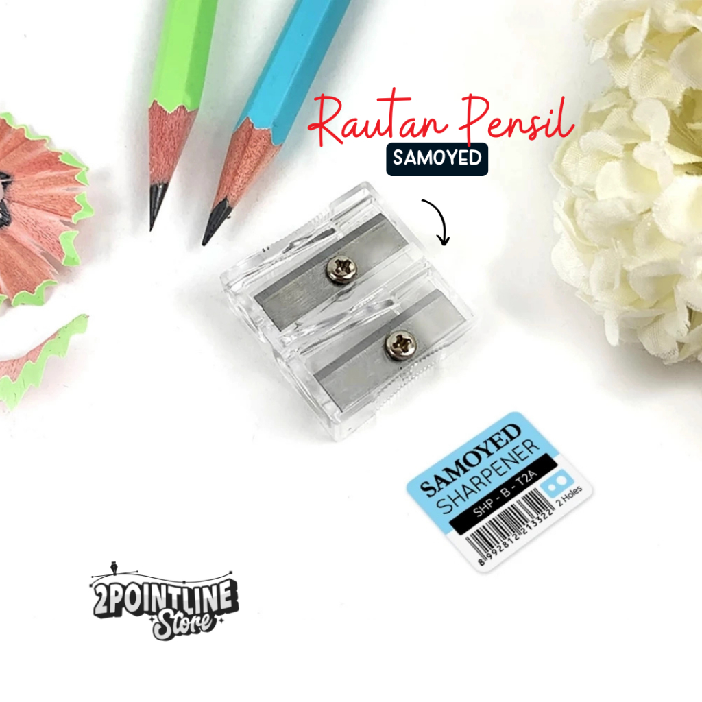 

SAMOYED SHP-B Rautan / Serutan Pensil Transparan / Bening 1 / 2 Lubang / Double / Dual Holes Transparent / Clear Pencil Sharpener
