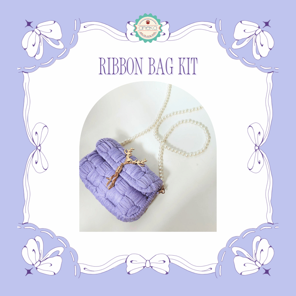 ANEKA - DIY Lotus Ribbon Bag / Paket Merajut Canvas / Kit Tas Rajut