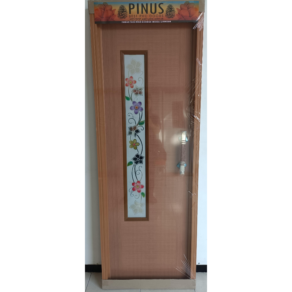 Pintu PVC Kamar Mandi Motif 8 Bunga {Ada Cermin di Belakang Pintu}