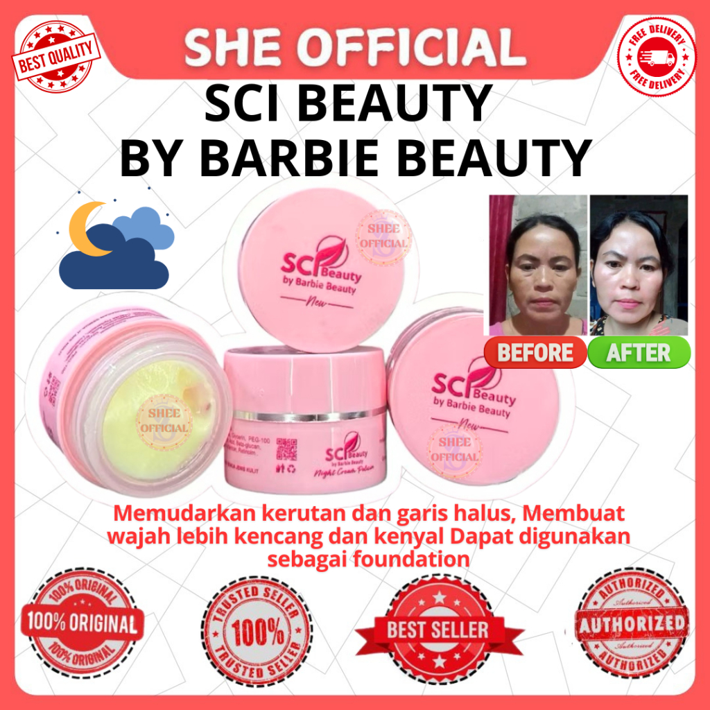 SCI Beauty By Barbie Beauty Original BPOM Night Cream Pelicin - Cream Pemutih Wajah Glowing Cepat