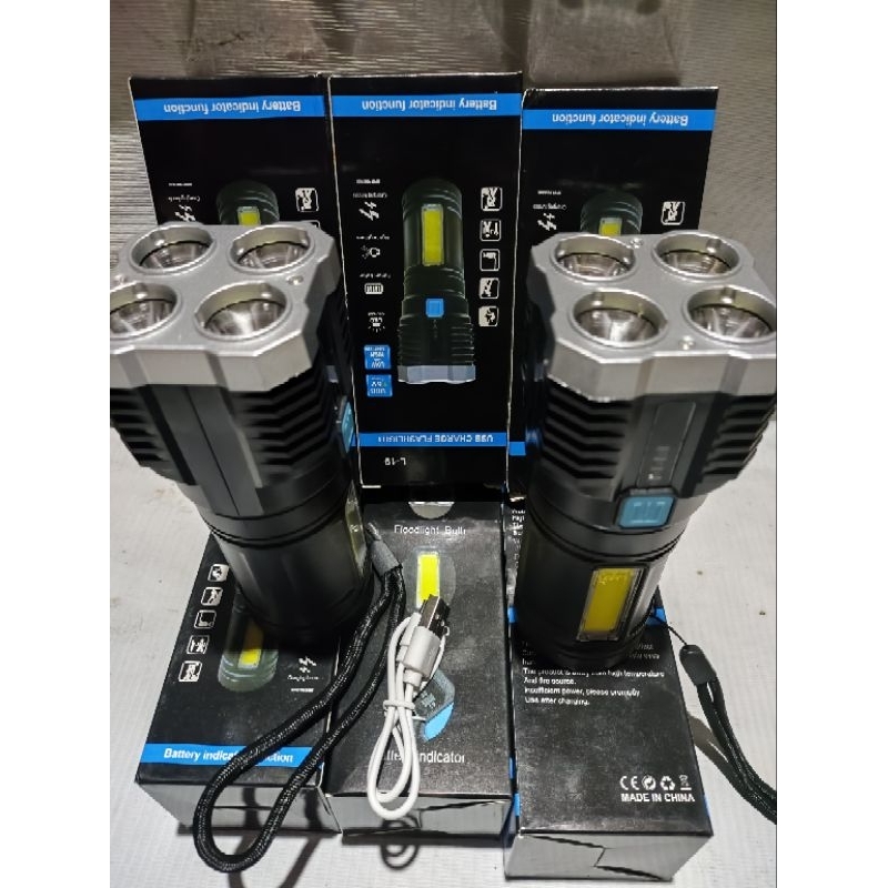 Senter LED 4 Mata 48 W 20 W / Senter LED Chargeable