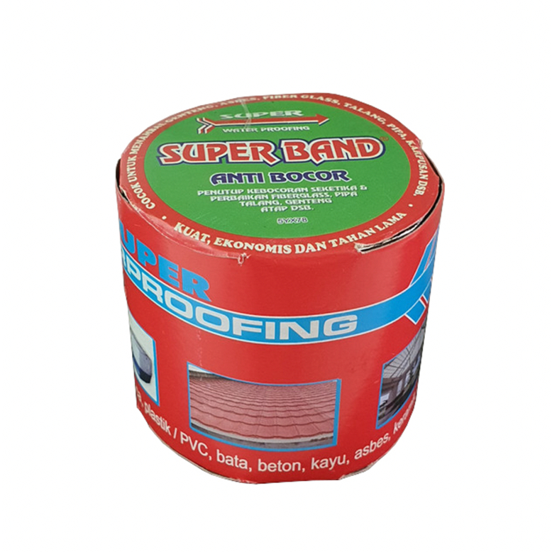 Super Band LEM SUPERBAND KECIL GENTENG SENG ASBES LAKBAN ISOLASI ANTI BOCOR Ukuran 5 cm x 1 Meter Or