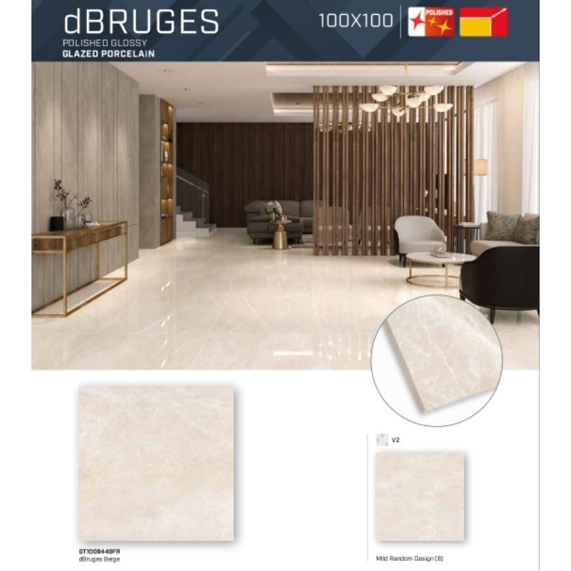 DBRUGES Polished Glossy Glazed Porcelain 100x100 Roman Granit