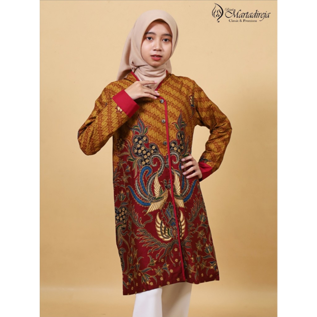 Batik Martadireja - Tunik Batik Wanita Bj161 Merah