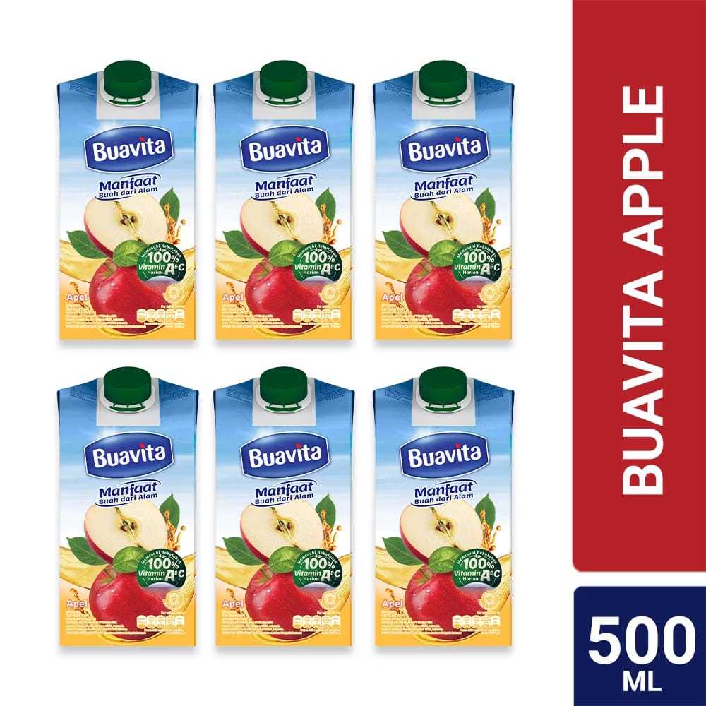 

[ Paket isi 6 ] Buavita Jus Buah Asli Rasa Apel 500ml