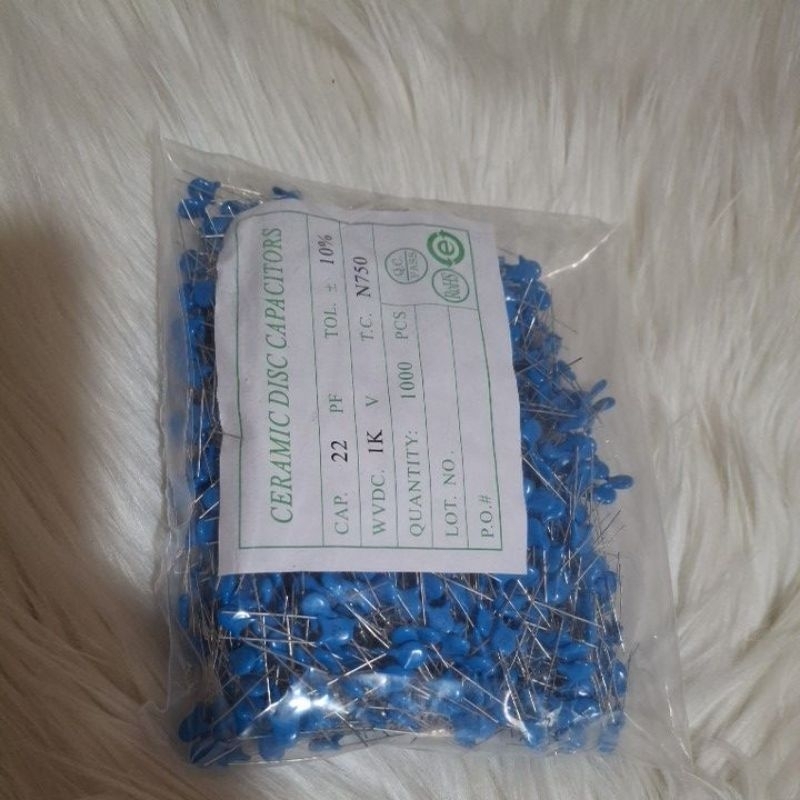 1000 pcs kapasitor keramik 22 1KV BIRU capacitor milar 22 pf 1 KV