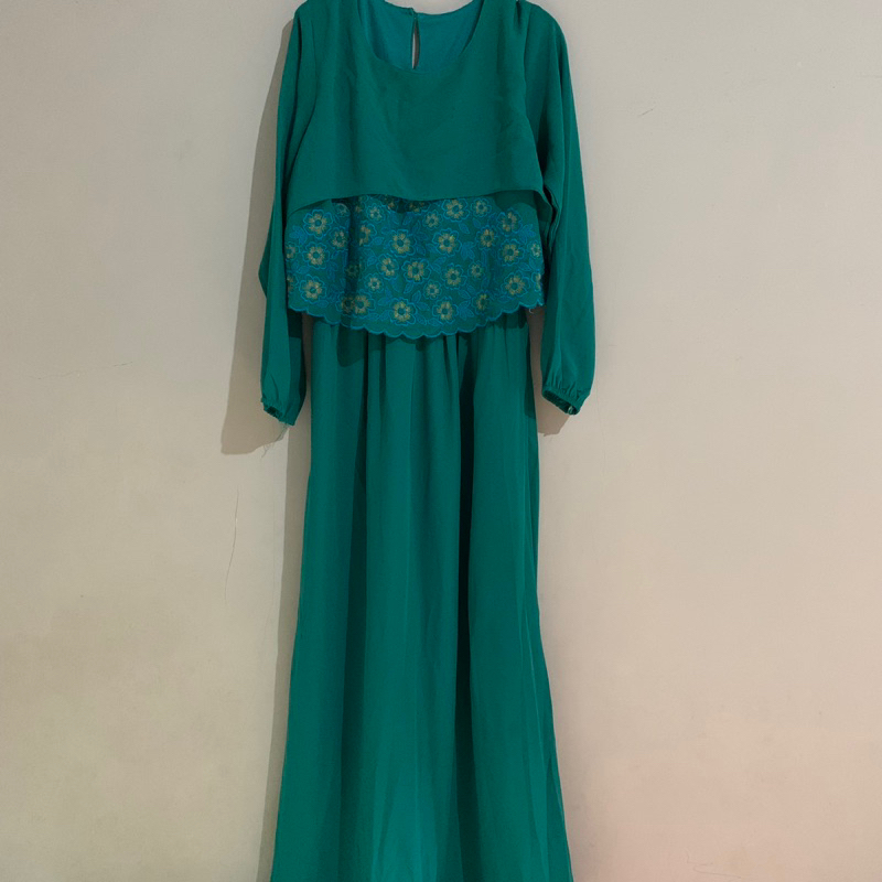 Prelove Dress gamis atasan batik puffy sleeve untuk bukber Ramadhan Raya