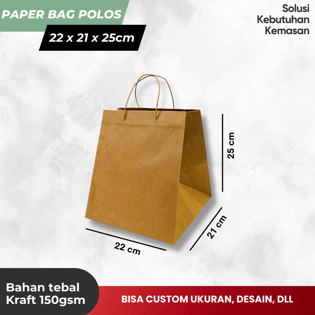 

Paperbag/ Kantong Kertas polos souvenir pernikahan 22 x 21 x 25cm