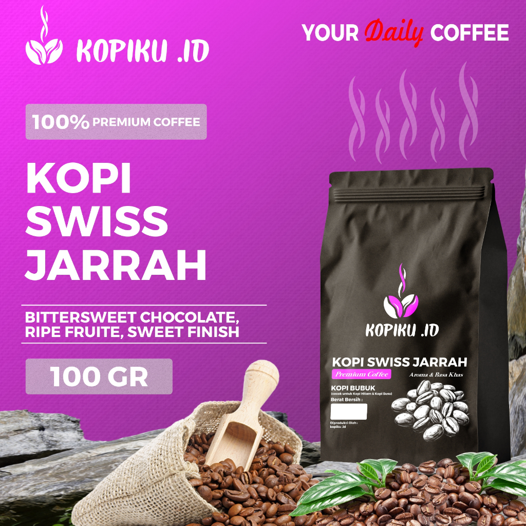 

Kopiku.id - Bubuk kopi Swiss Jarrah Premium Coffee 100 GR