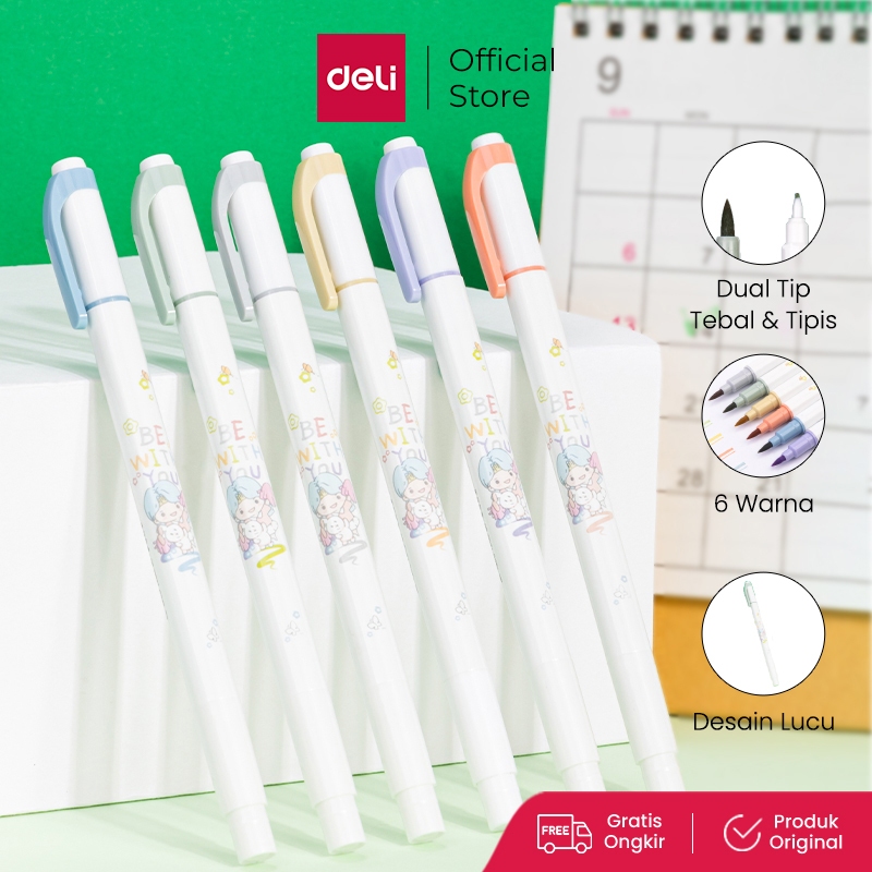

Deli Highlighter / Penanda Dual Tip Berisi 6 pcs Design Lucu S150
