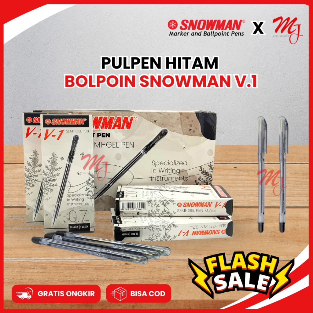 

Ballpoin / pulpen / bolpen / SNOWMAN V1 hitam 1 pack (isi 12 pcs)