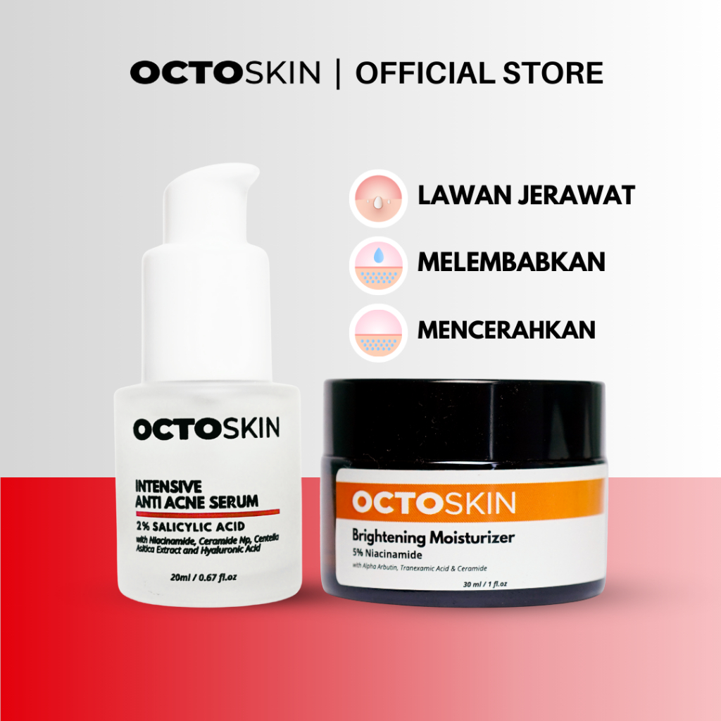 OCTOSKIN Acne Set Basic 3 (Acne Serum dan Brightening Moisturizer)