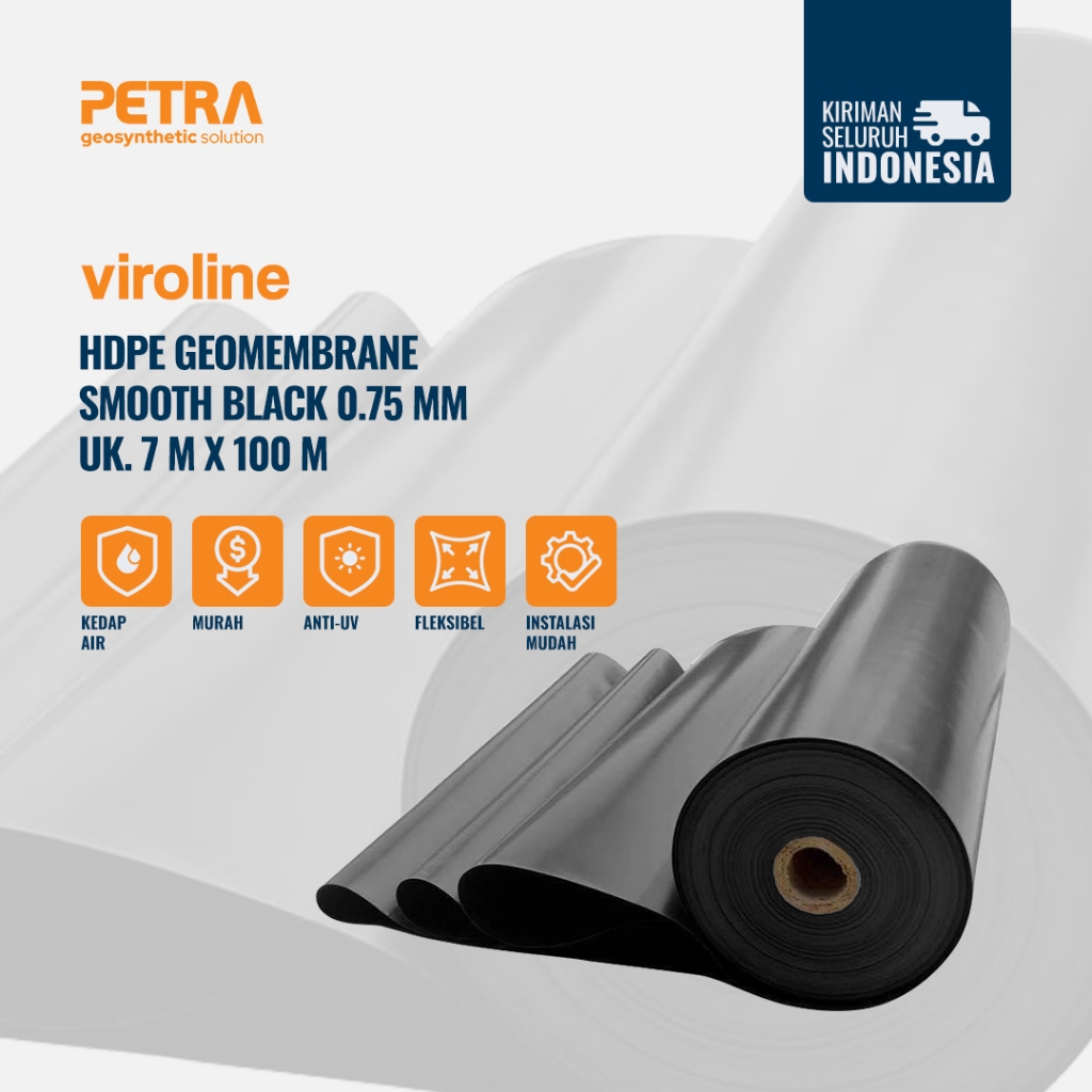 Geomembran HDPE Viroline Tebal 0.75mm Size 7m x 100m