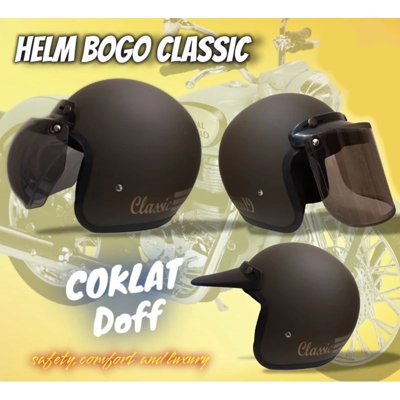 Helm Bogo Classic Keren Helm Pria Wanita Dewasa SNI