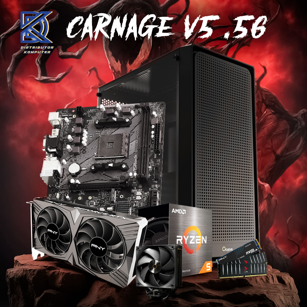 DK PC SET CARNAGE V5.56 - PC RAKITAN GAMING AMD RYZEN 5 5600 | RTX 4060 8GB | B550M | 2X8GB 3200MHZ 