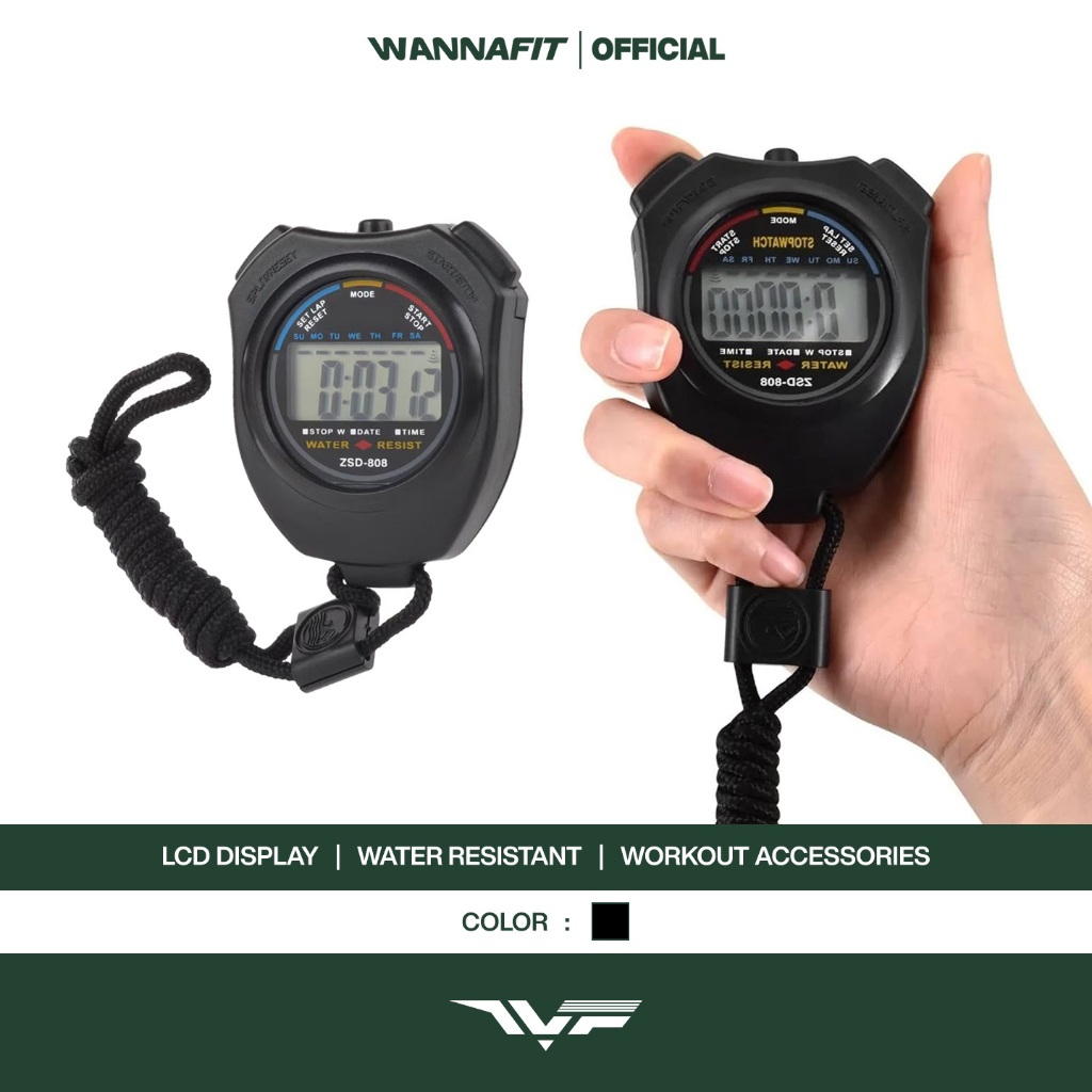 WANNAFIT Stopwatch LCD | Pengatur Waktu Timer Digital Split Mode| Aksesoris Olahraga