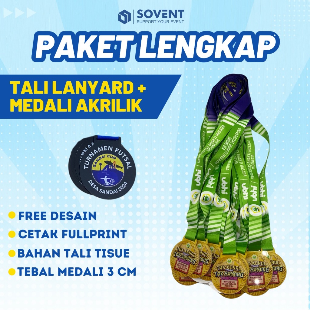 

MEDALI AKRILIK CUSTOM / TALI LANYARD MEDALI CUSTOM FULL PRINT