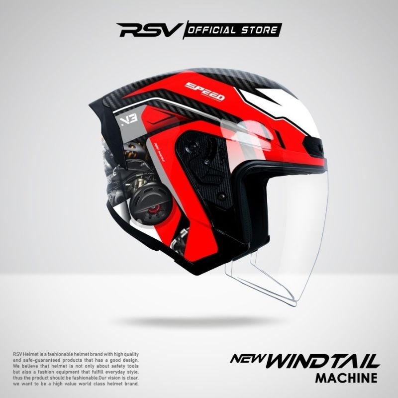 RSV HELM NEW WINDTAIL HALF FACE | MACHINE VOL 3 | SINGLE VISOR