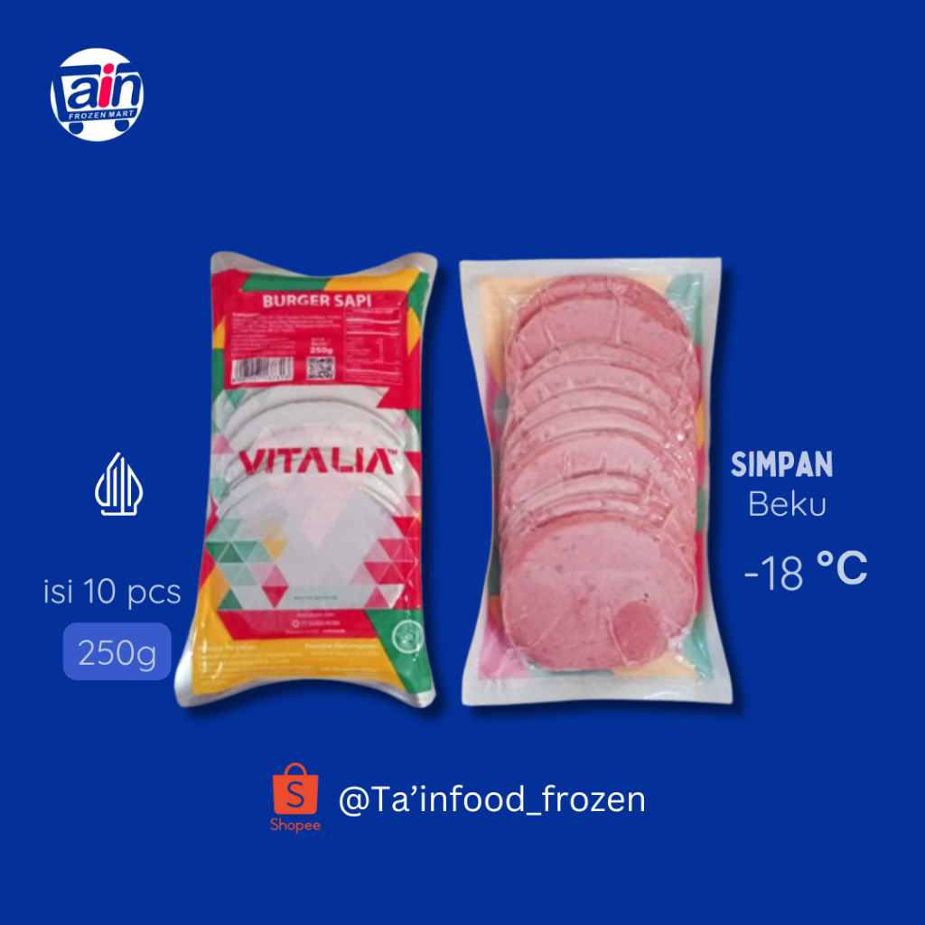 

Vitalia burger sapi 250gr Isi 10 pcs