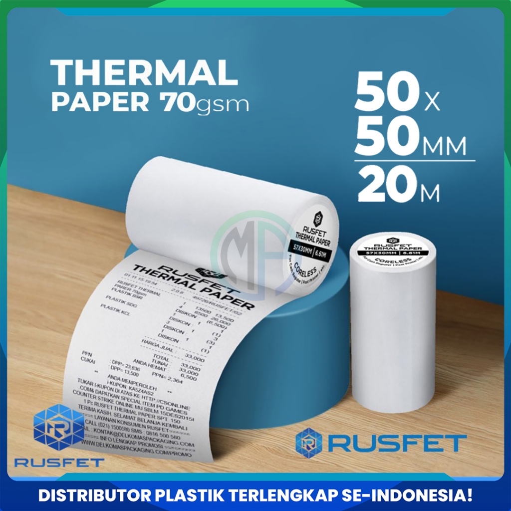 

Label Termal Rusfet Core Non Stiker 50mm X 50mm / Paper Thermal Untuk Printer Bluetooth Harga satuan