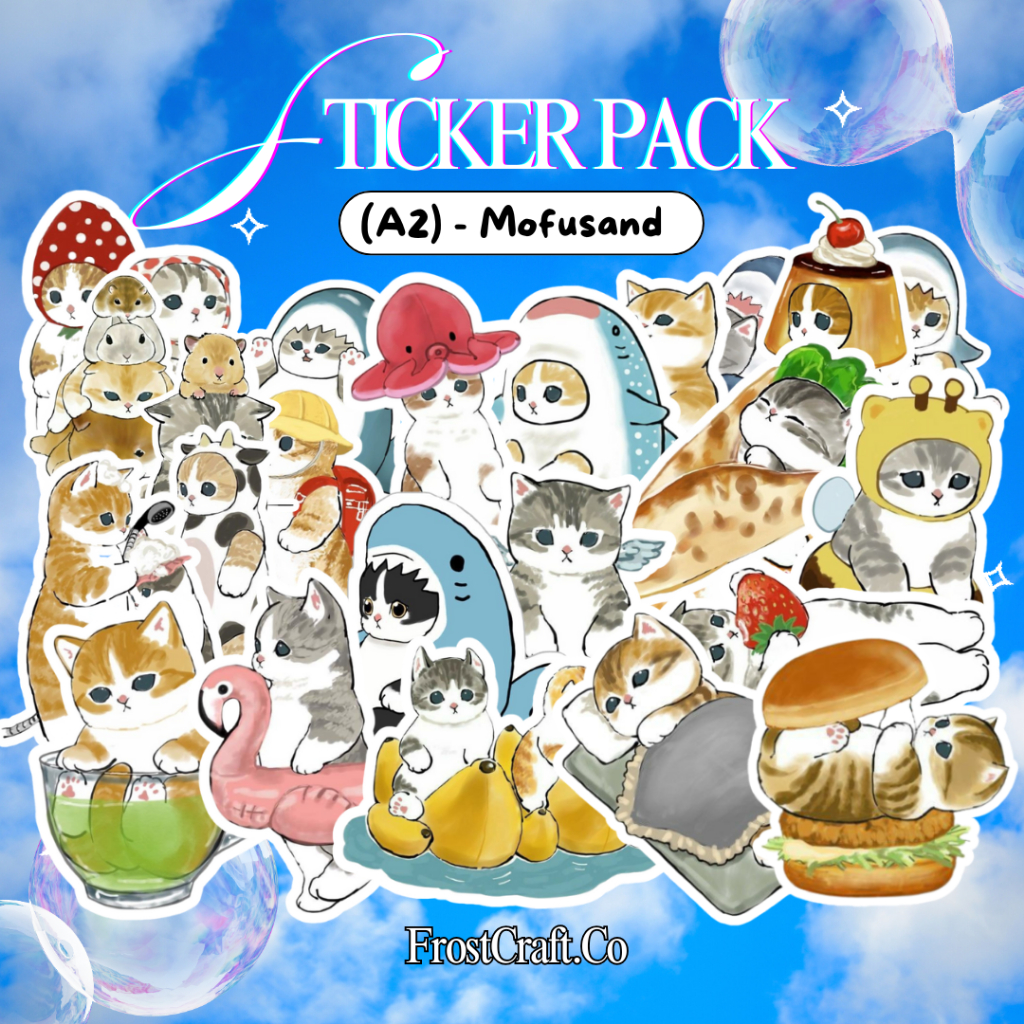 

COD✨ 25 Pcs Stiker Pack Mofusand Kucing Lucu Aesthetic Vynil Waterproof untuk Freebies Sticker Buku Journal Casing HP Laptop