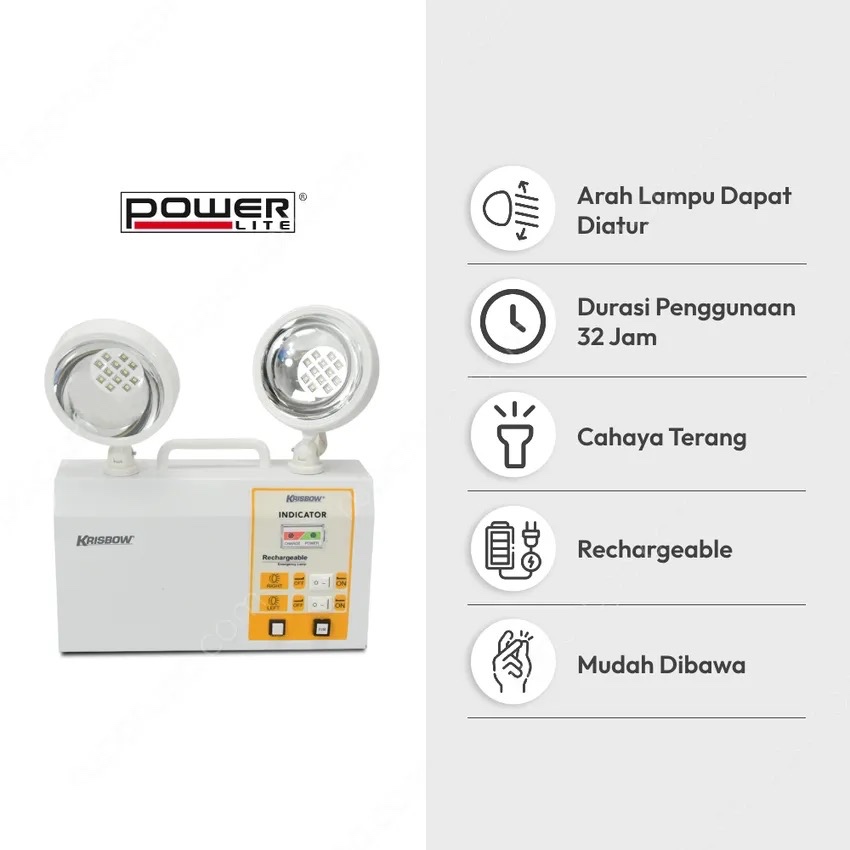 Lampu Emergency Krisbow Twin Spot Lampu Darurat LED