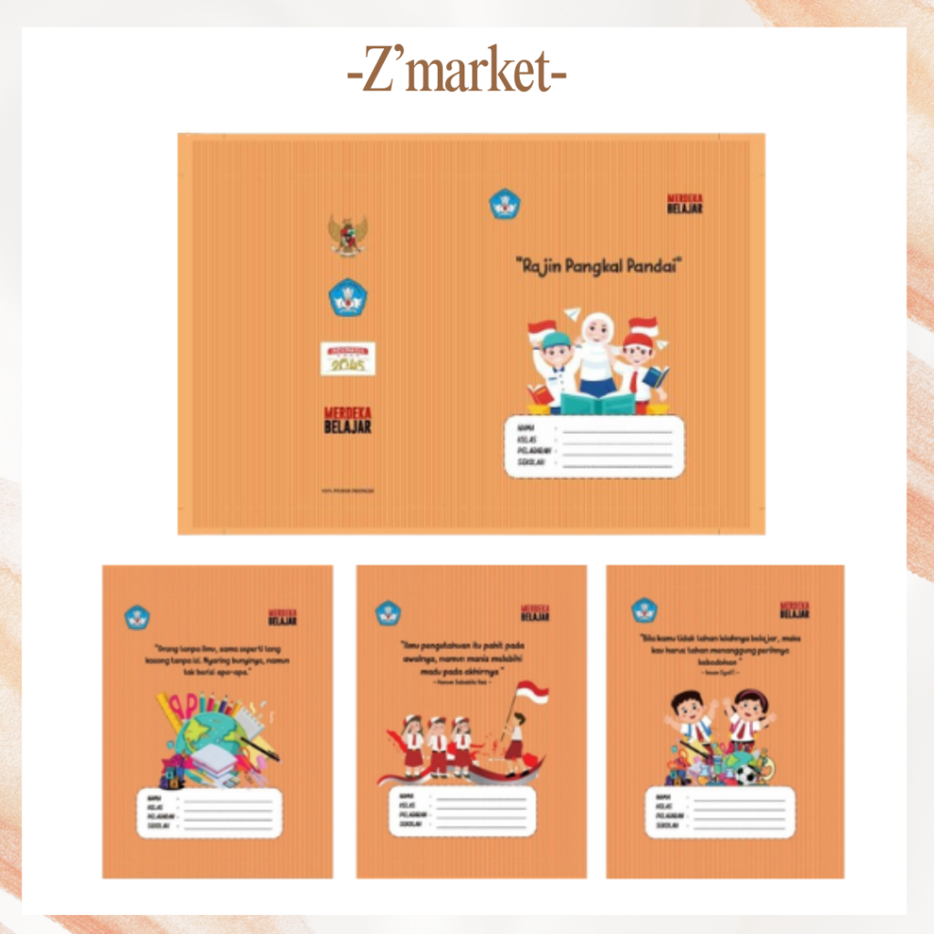 Sampul Buku Coklat Kwarto Fancy Samak Cover Buku Tulis Anak Sekolah SD SMP SMA Karakter