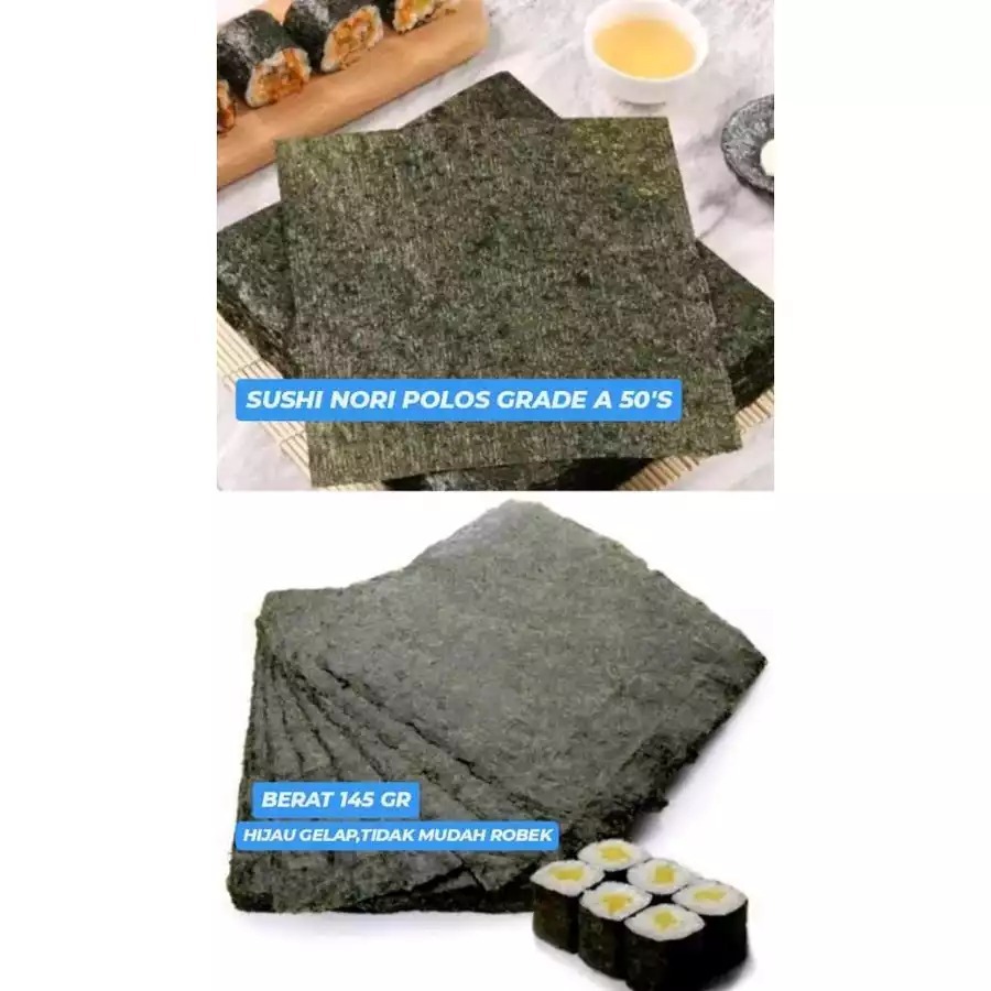 

SUSHI NORI POLOS GRADE A 50 SHEET/SUSHI NORI 50 LEMBAR KIMBAP DRIED SEAWEED